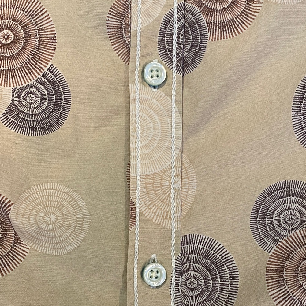 Tori Richard Beige Cotton Geo Print Button Down Shirt Resort 2XL - Picture 8 of 14